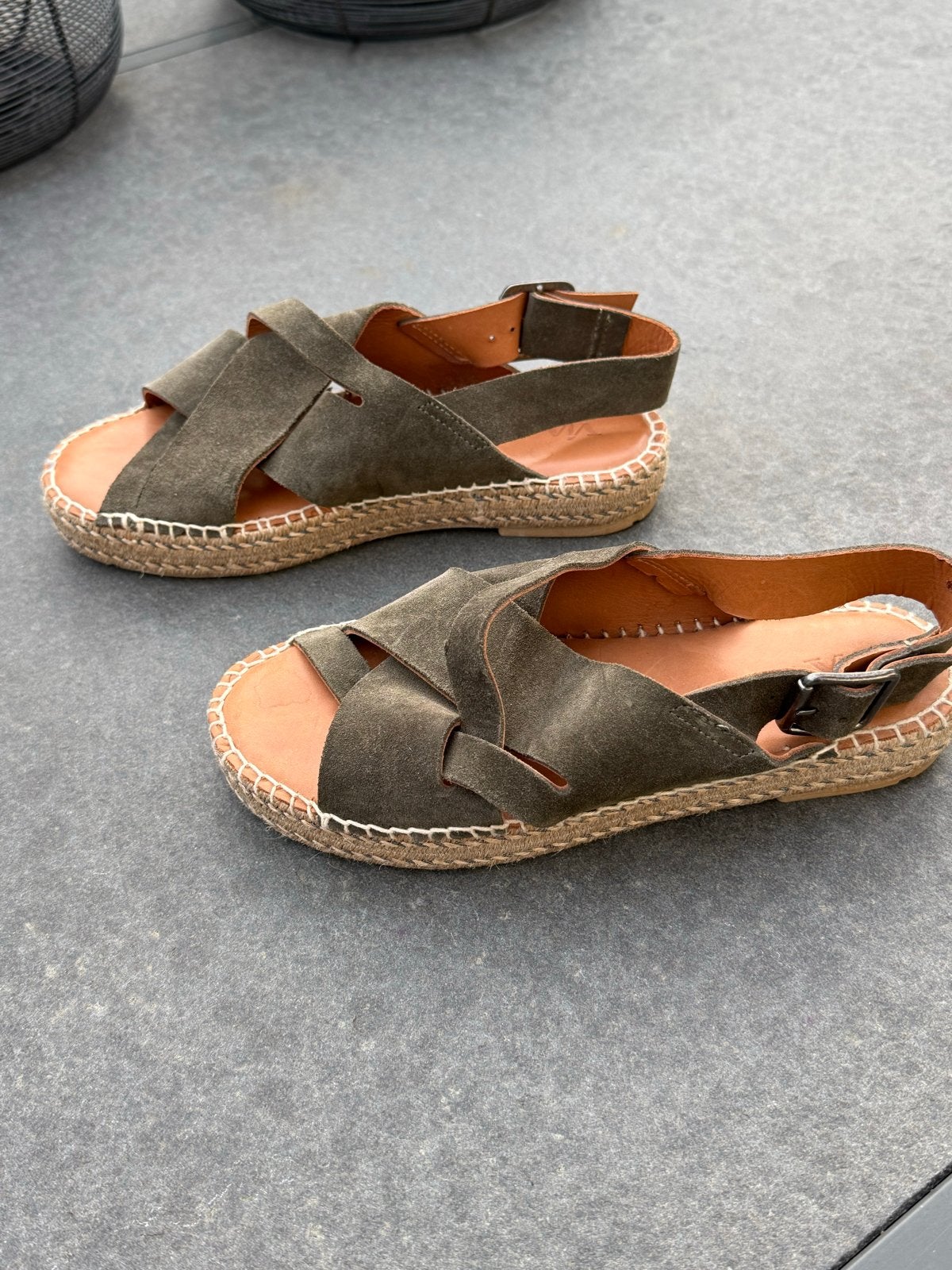 VIA VAI Espadrille Sandalen - Maat 37, Kleding | Dames, Schoenen, Ophalen of Verzenden, Zo goed als nieuw, Groen, Sandalen of Muiltjes