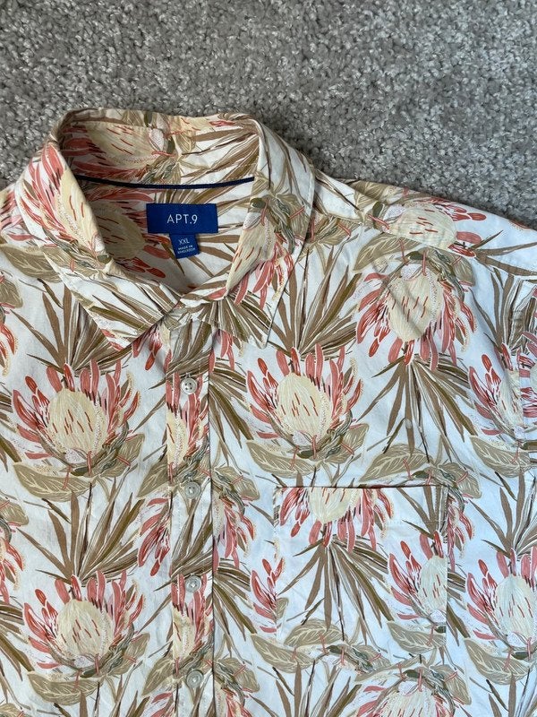 Hawaii Overhemd Heren XXL Crème Tropisch Bloemig Vakantie, Ophalen of Verzenden, Zo goed als nieuw, Hawaii