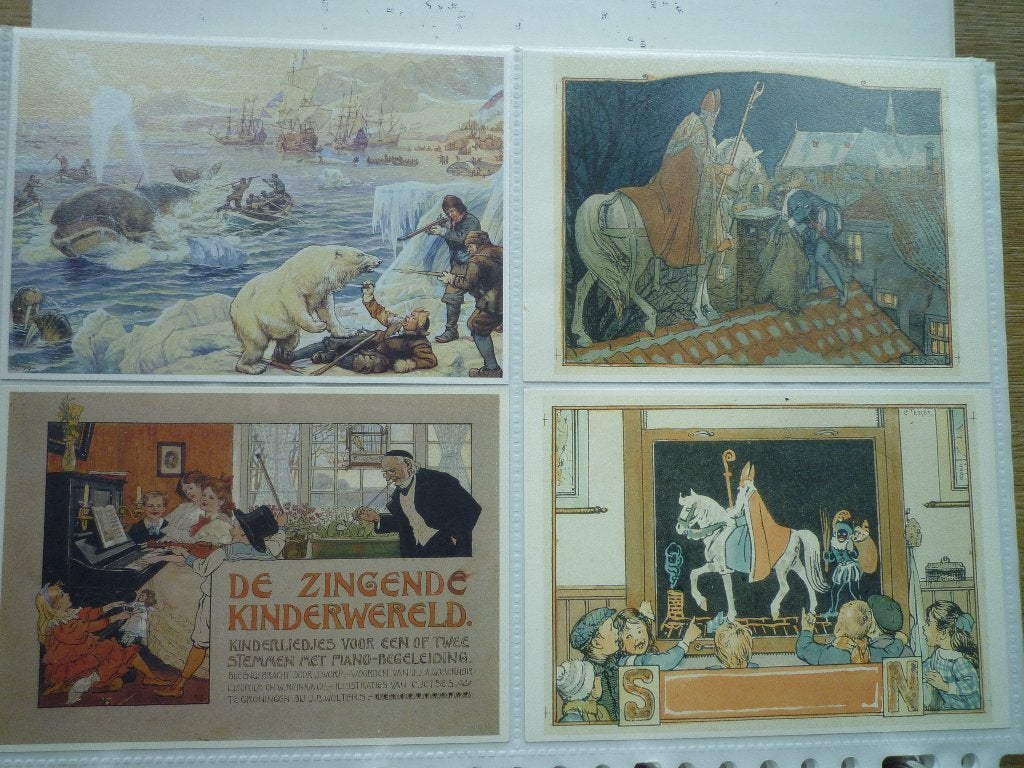 Cornelis Jetses kaarten Ot en Sien sinterklaas dieren, Ophalen of Verzenden, Voor 1920, Overige thema's