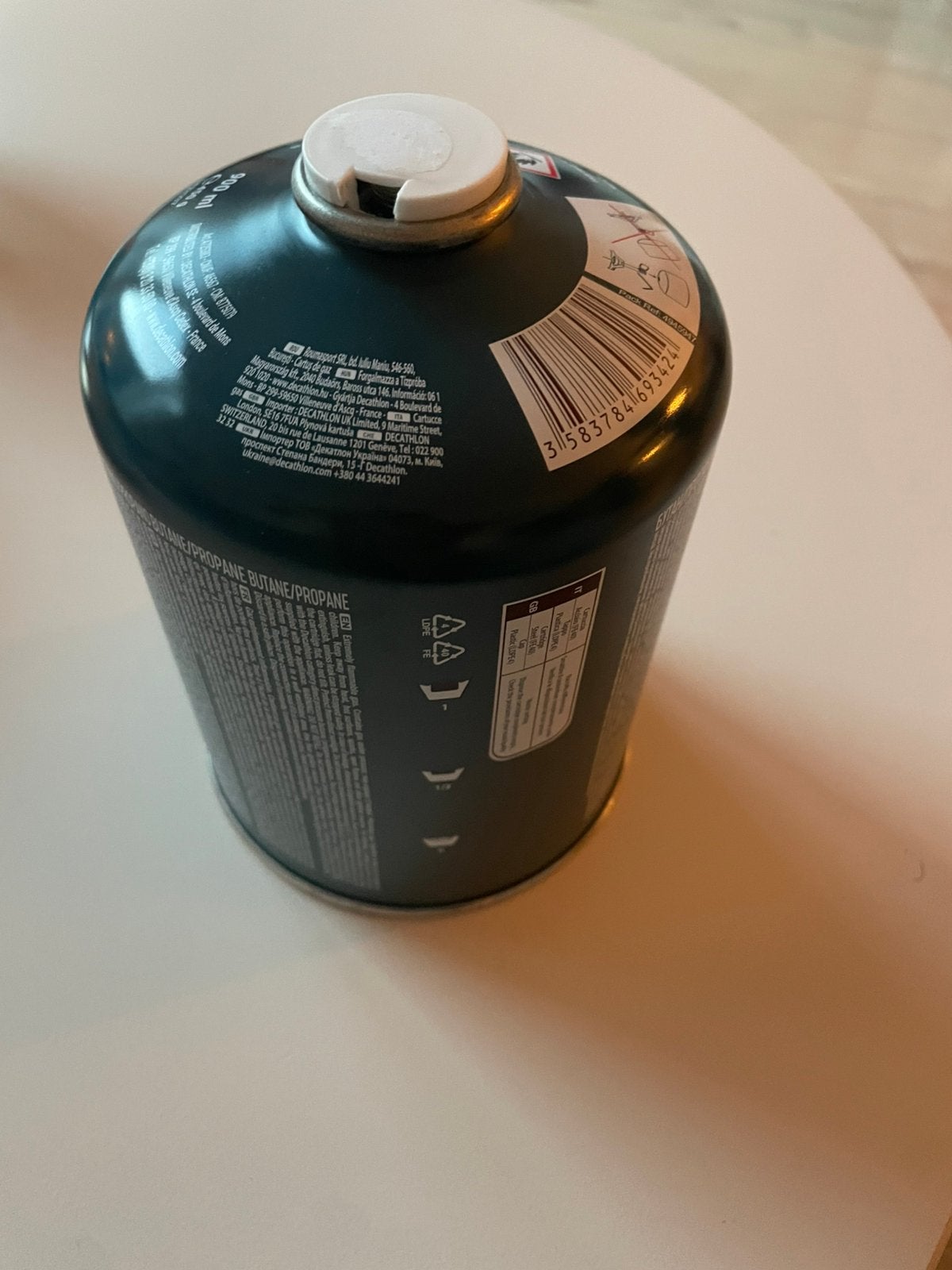 3 nieuwe gasflessen van Decathlon met schroefdop, Ophalen, Nieuw