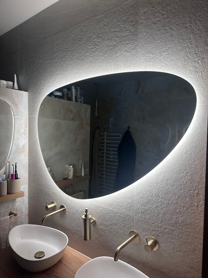 Thebalux organische spiegel 120x80 verlichting en verwarming, 100 tot 150 cm, Overige typen, Nieuw, Ophalen of Verzenden