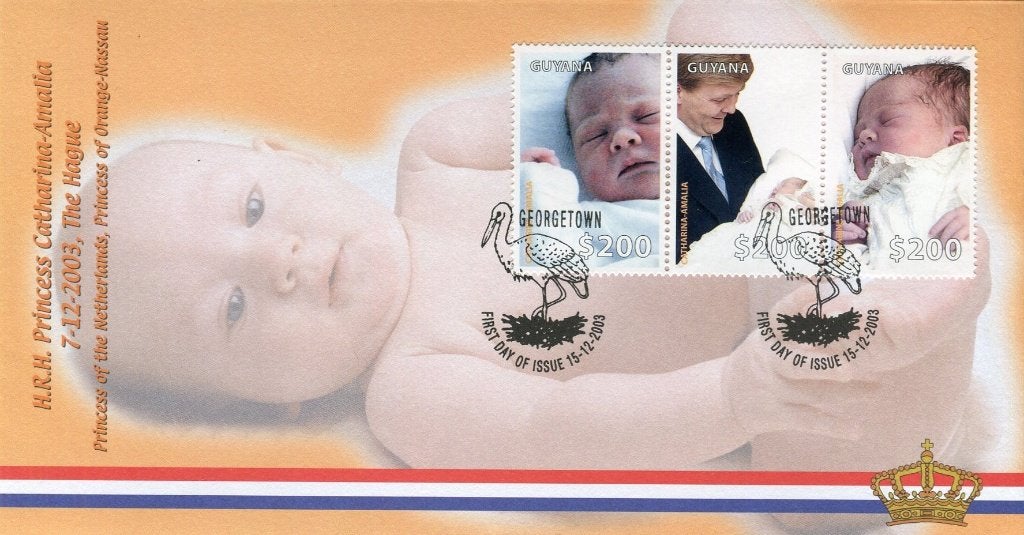 Prinses Amalia, geboorte 7 december 2003, Koningshuis brief, Postzegels en Munten, Verzenden, Gestempeld, Zuid-Amerika