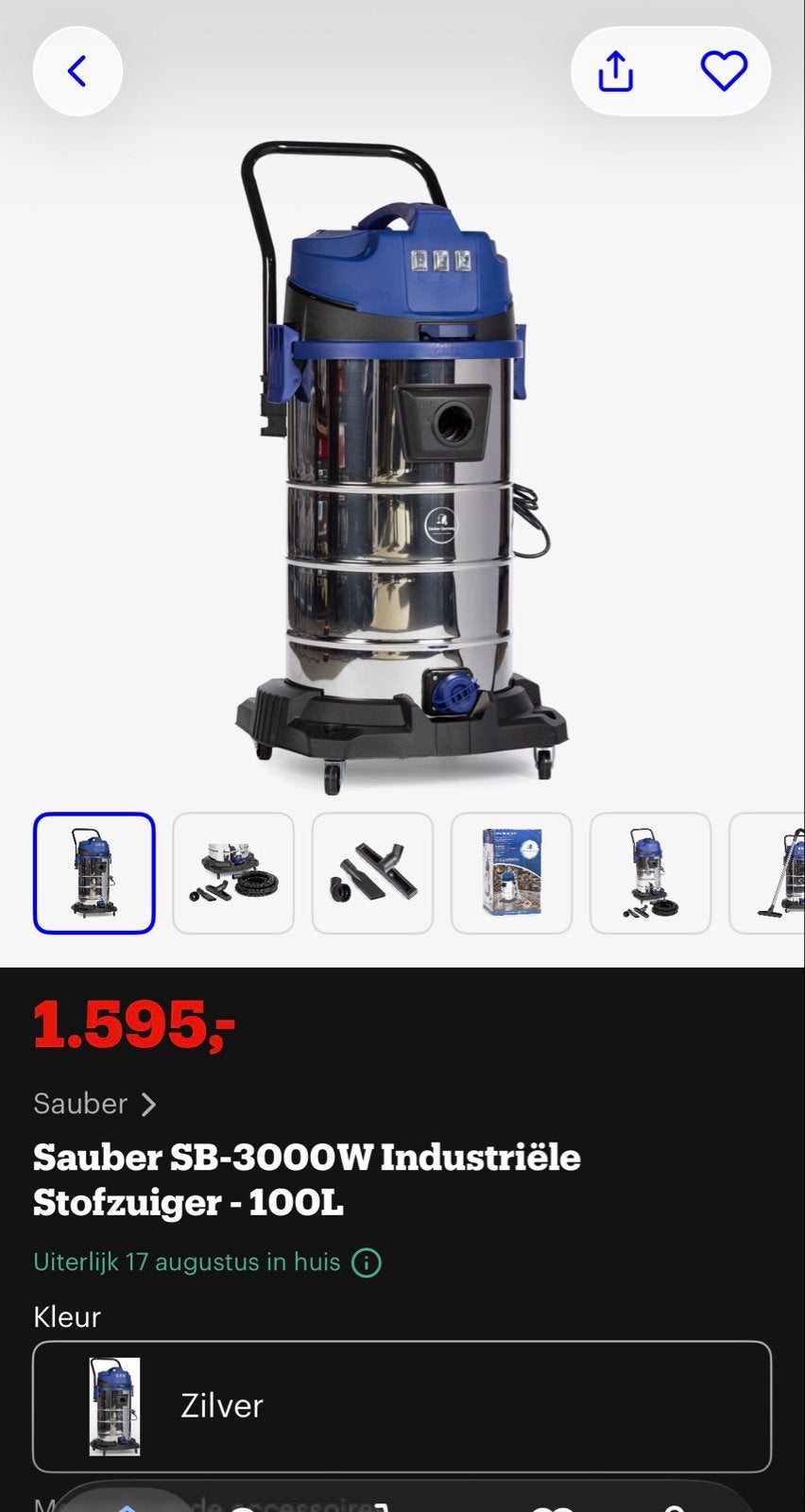 Sauber SB-3000W Industriële Stofzuiger - 100L, Nieuw, Ophalen of Verzenden, Industriële stofzuiger, 2000 watt of meer