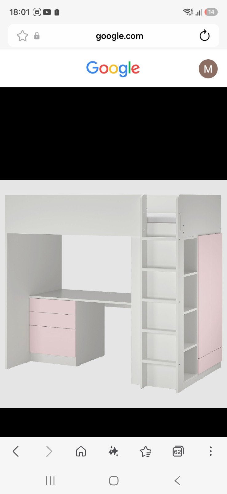 ikea smastad hoogslaper licht roze, Ophalen, Gebruikt, Hoogslaper