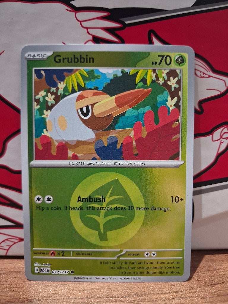 Pokemon Grubbin ASC 017/217 reverse holo, Ophalen of Verzenden, Nieuw, Losse kaart