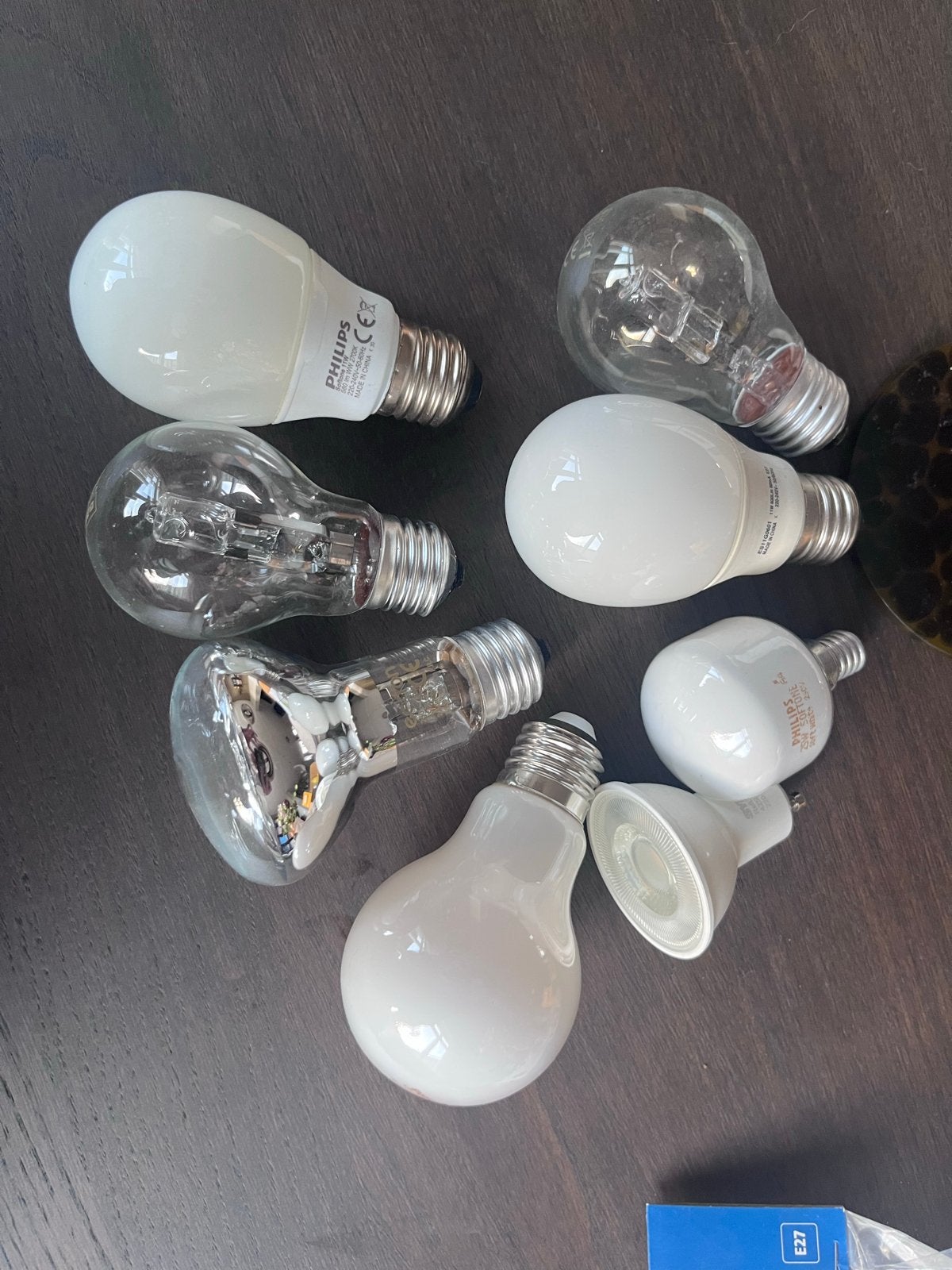 Diverse lampen en peertjes (LED, Halogeen, Gloeilamp), Huis en Inrichting, 30 tot 60 watt, Gloeilamp, Zo goed als nieuw, E27 (groot)