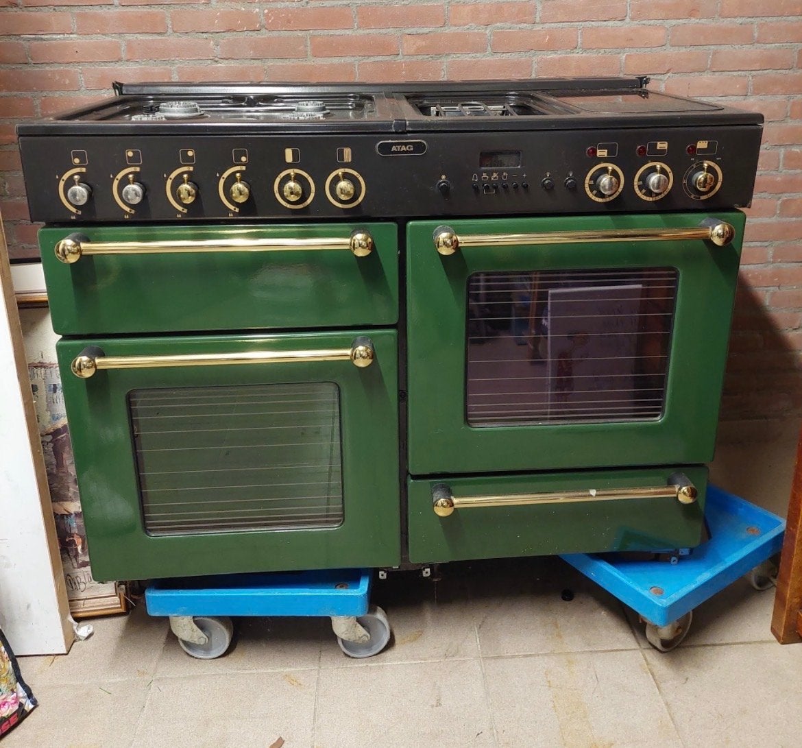 ATAG Fornuis met 5 pitten en 2 ovens - Groen, Ophalen, Gebruikt, 60 cm of meer, Gas