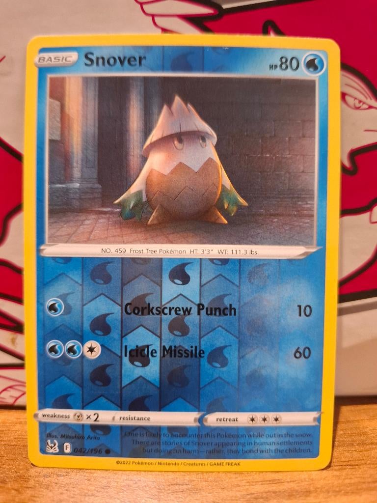 Pokemon Snover Lost Origin 042/196 reverse holo, Ophalen of Verzenden, Nieuw, Losse kaart