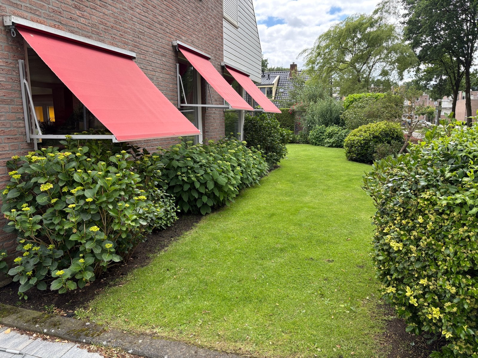 Set van 3 rode uitvalschermen te koop., Ophalen, Gebruikt, Minder dan 250 cm, Uitvalscherm