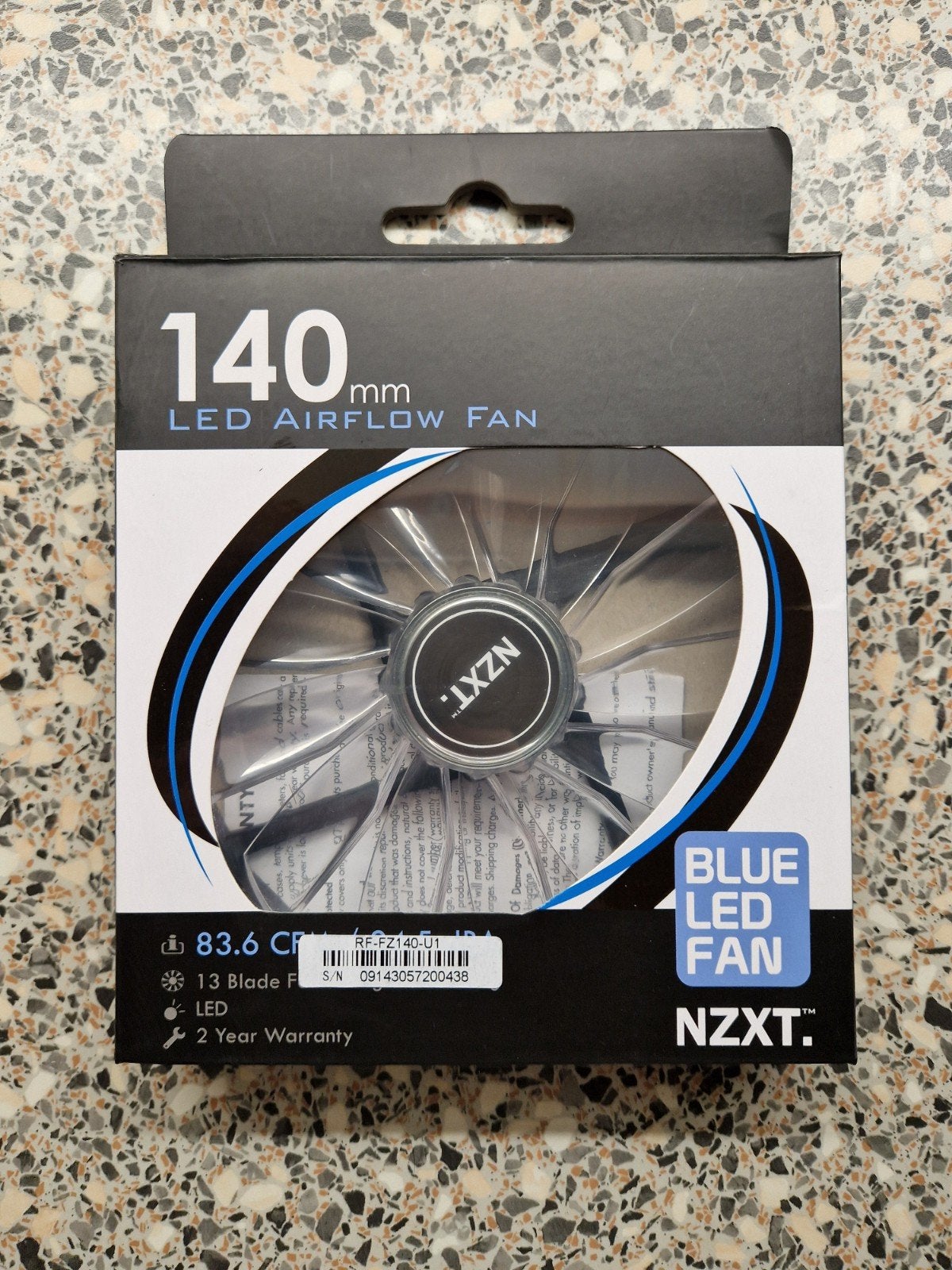 NZXT 140mm Blue LED Airflow Fan met 3 pin aansluiting, Ophalen of Verzenden, Zo goed als nieuw