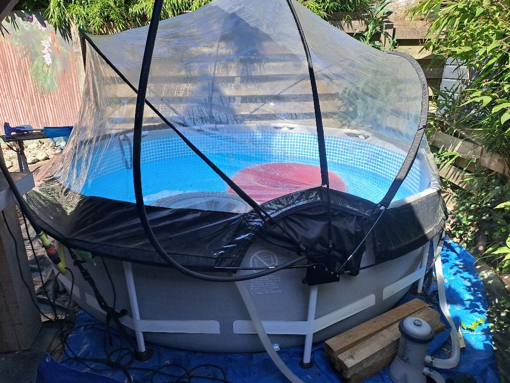 zwembad met overkapping, Tuin en Terras, Zwembaden, Ophalen, Gebruikt, Minder dan 80 cm, Rond