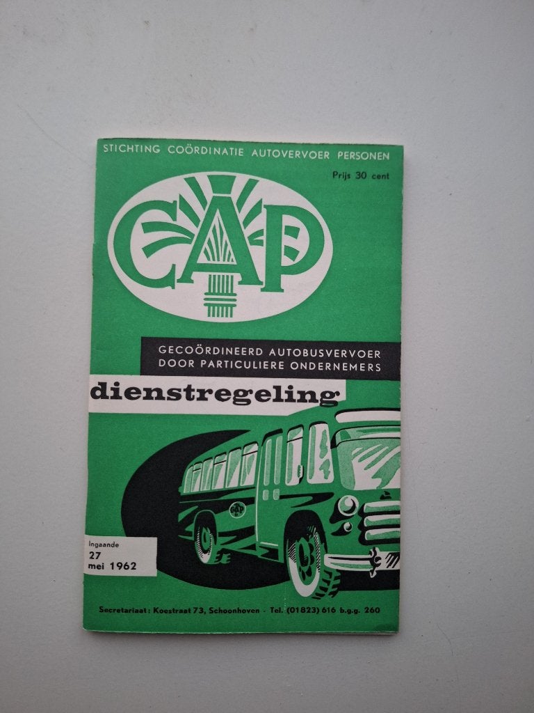 CAP DIENSTREGELING INGAANDE - 27 MEI 1962, Verzamelen, Ophalen of Verzenden, Trein, Boek of Tijdschrift