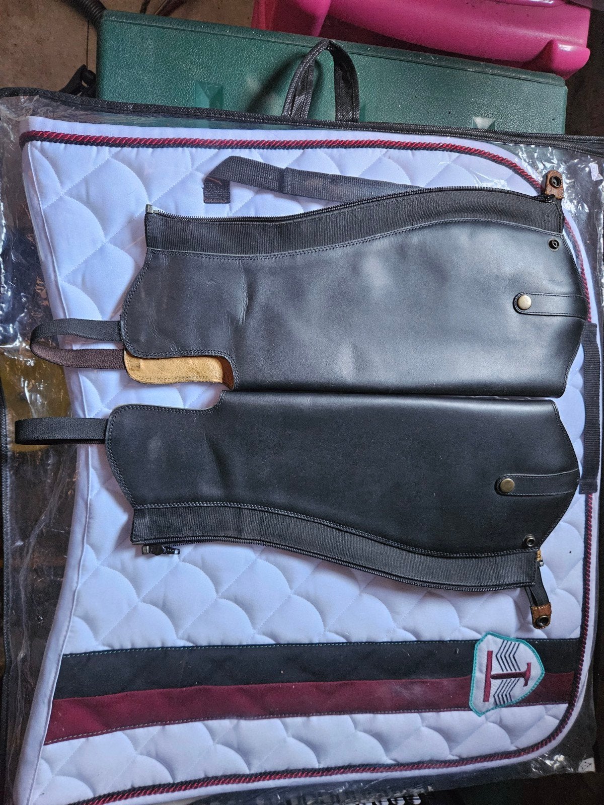 Leren chaps maat L, Ophalen of Verzenden, Zo goed als nieuw, Zwart, Epplejeck