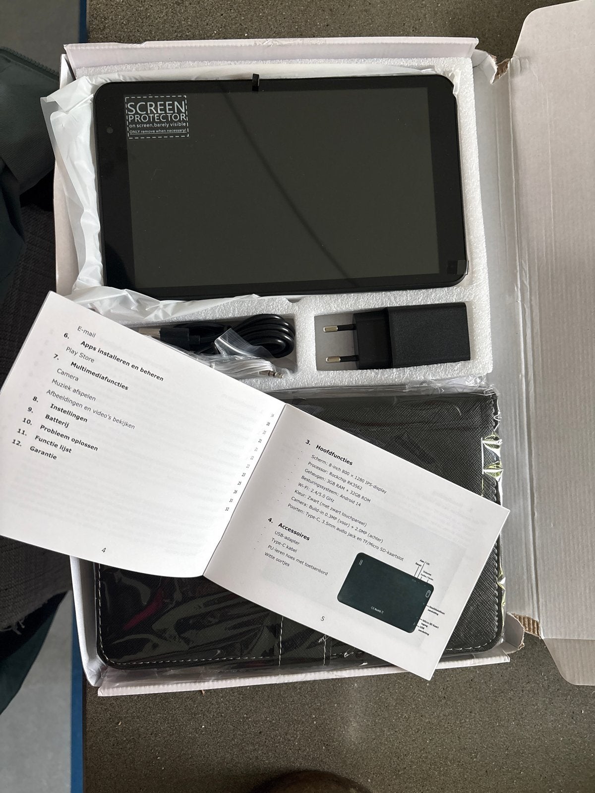 Nieuwe 7 inch tablet met hoes en accessoires, Usb-aansluiting, Nieuw, Ophalen of Verzenden, Wi-Fi