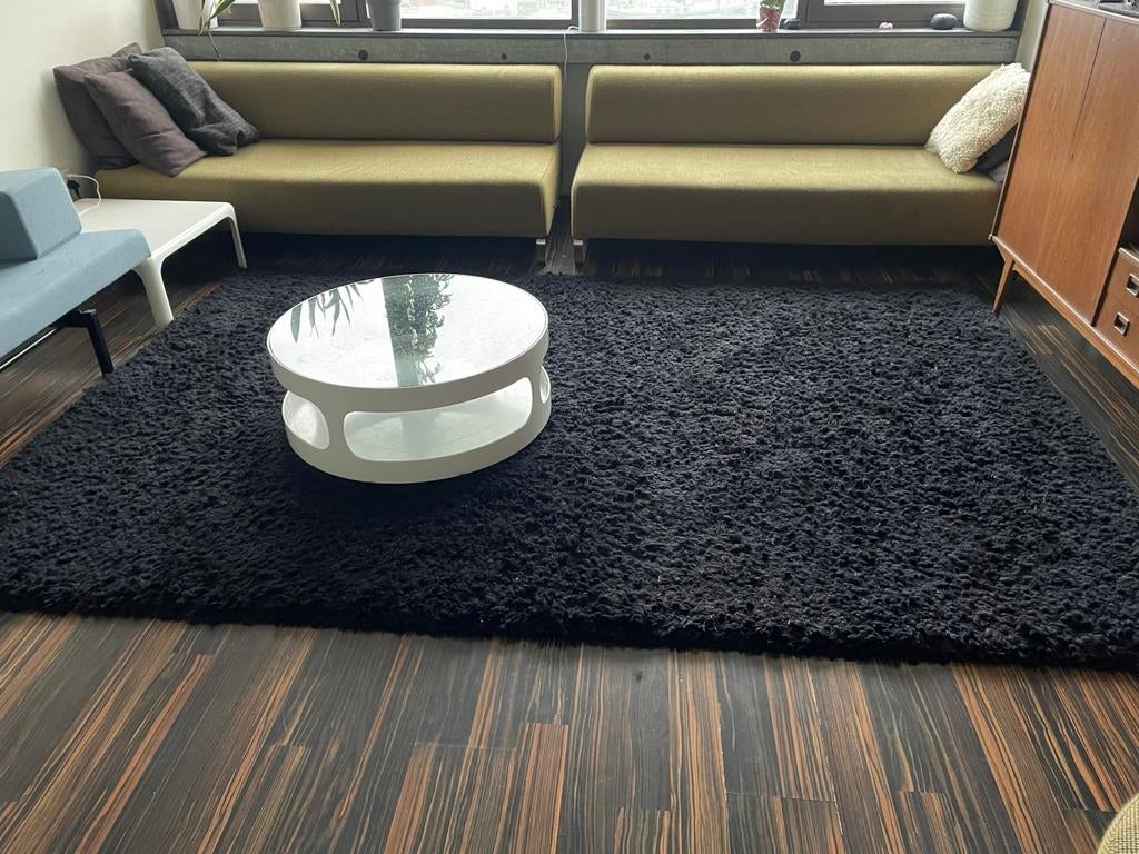 Berber  zwart wollen vloerkleed hoogpolig wol 300x205cm, Zwart, 200 cm of meer, Ophalen of Verzenden, Zo goed als nieuw