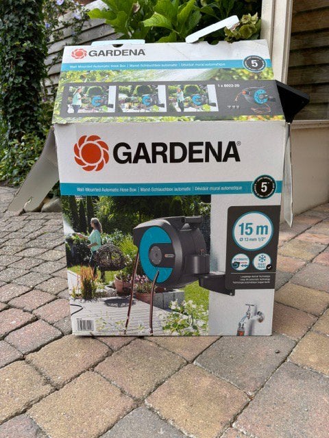 Tuinslang haspel 15 meter., Tuin en Terras, Ophalen of Verzenden, Zo goed als nieuw, Tuinslang