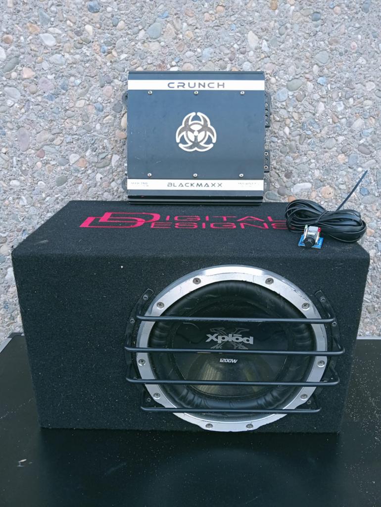 1200w subwoofer  dd kist 750w versterker bass remote, Ophalen