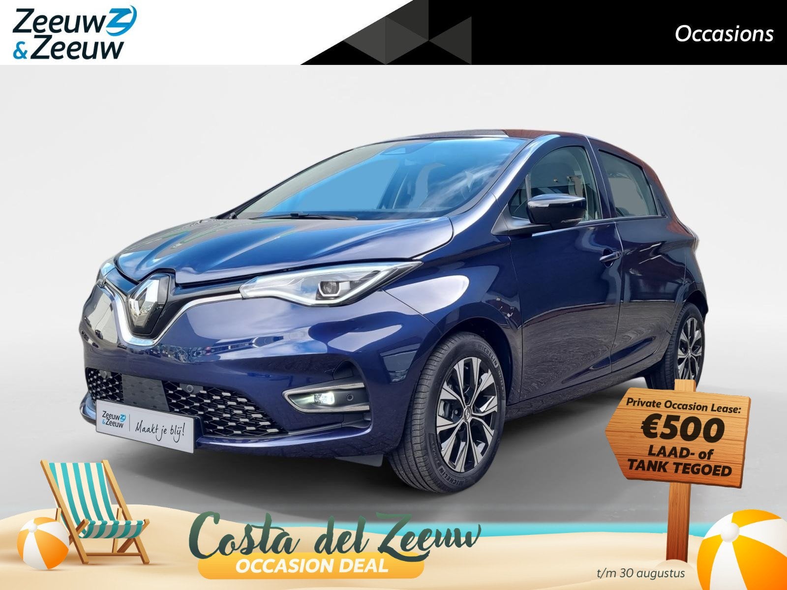 Renault ZOE R135 Evolution 52 kWh | Koopaccu | SoH 97,7& | N, 12 maanden, Gebruikt, Blauw, 180 min