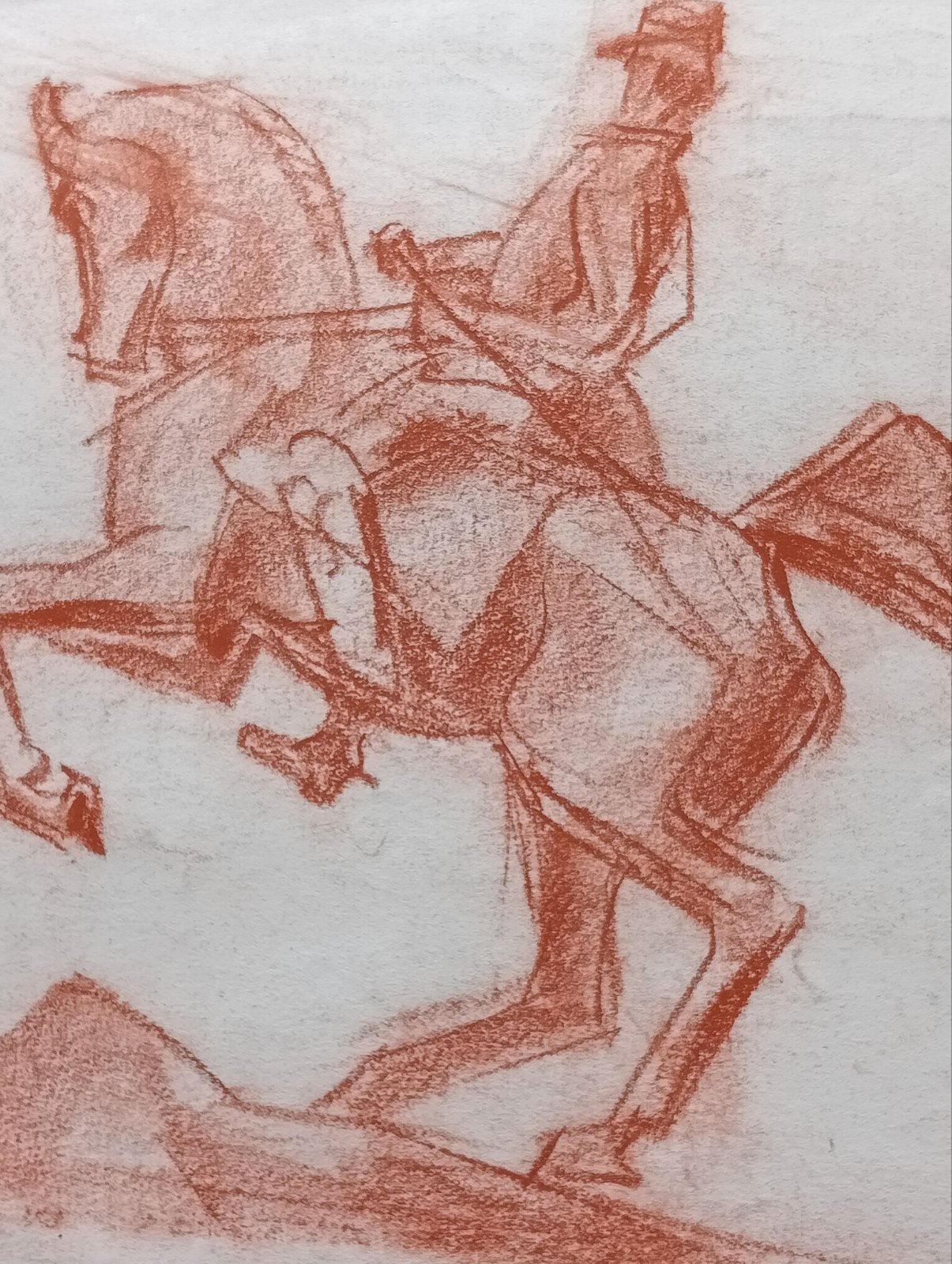 Jan Visser tekening Torino ruiter te paard jaren 40, Antiek en Kunst, Kunst | Tekeningen en Foto's, Ophalen of Verzenden