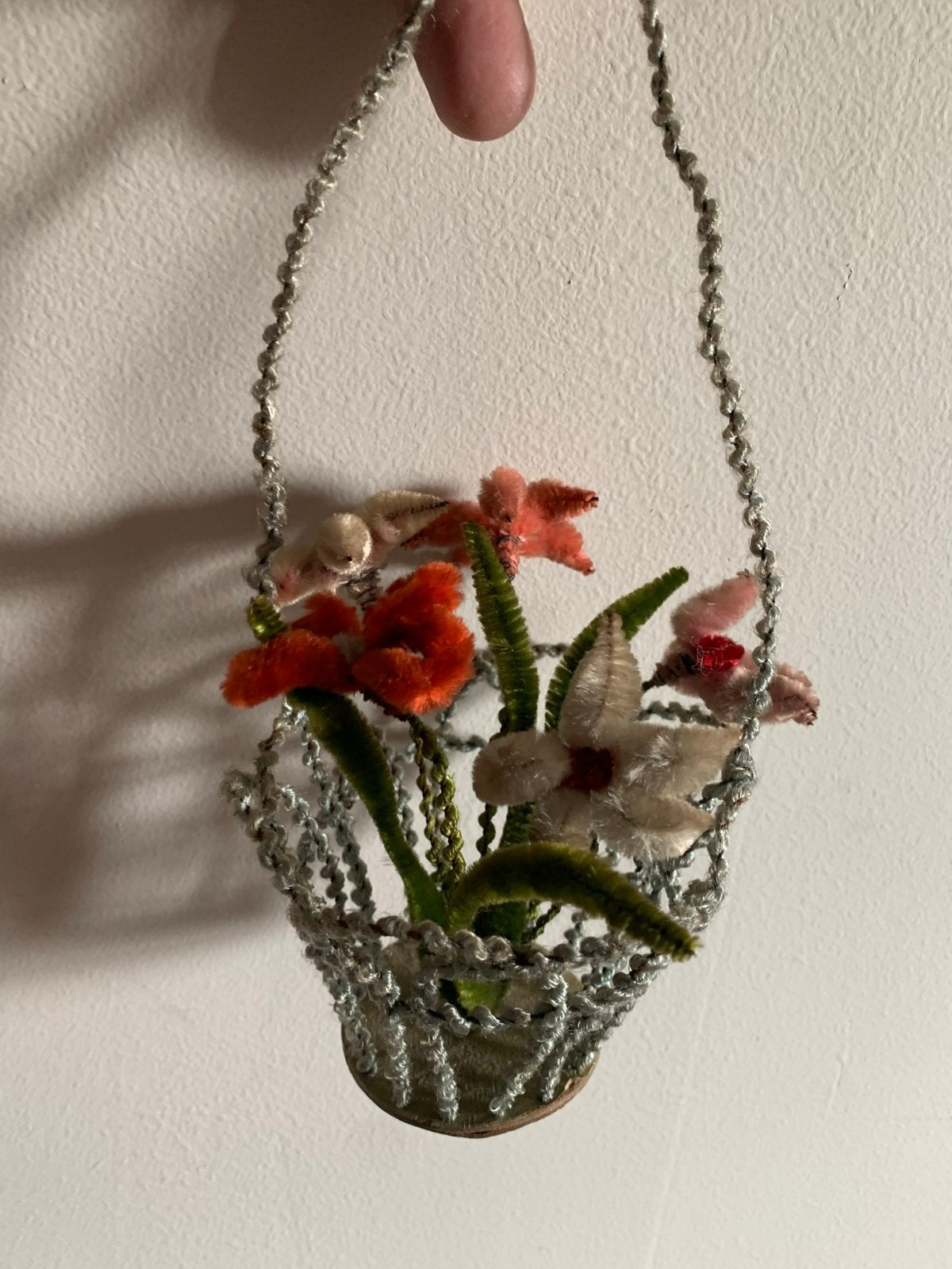 Bijzonder kerst ornament chenille bloemenmand, Gebruikt, T, Ophalen of Verzenden, N