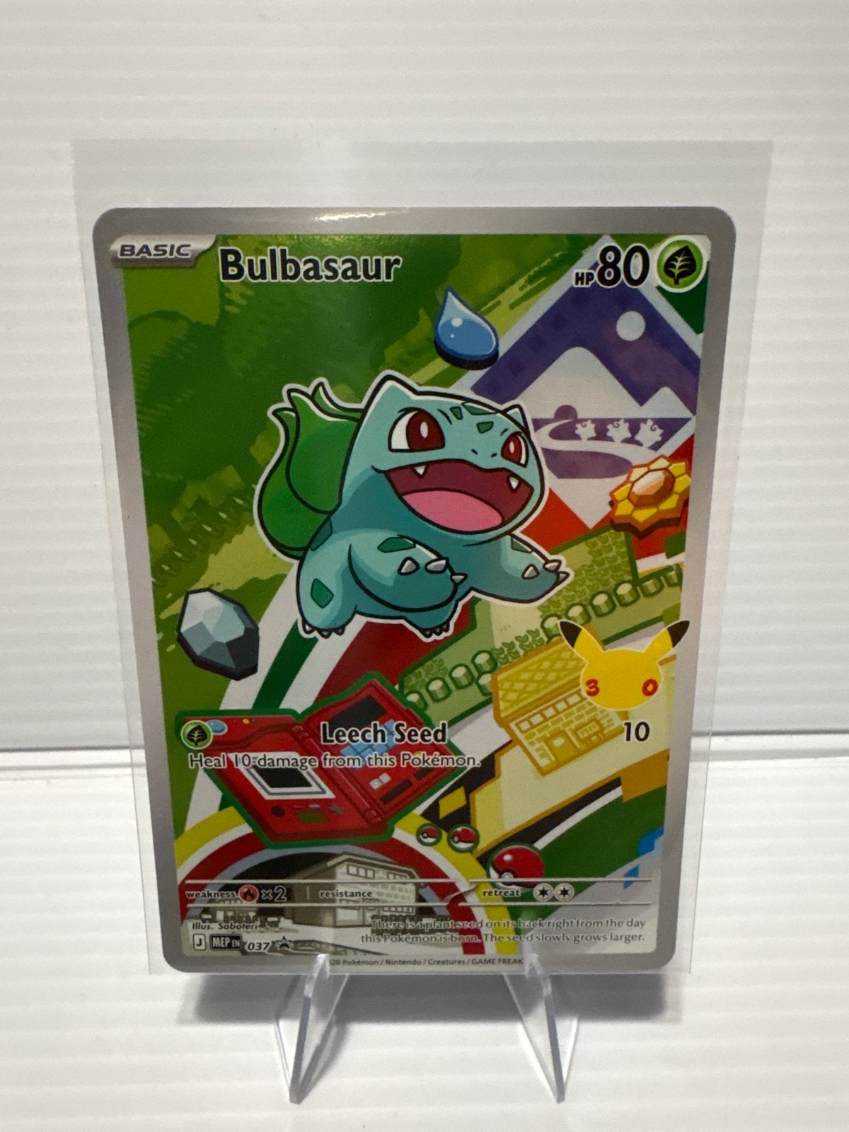 Bulbasaur 037 First Partner Promo Pokémon Kaart NM Conditie, Ophalen of Verzenden, Zo goed als nieuw, Losse kaart