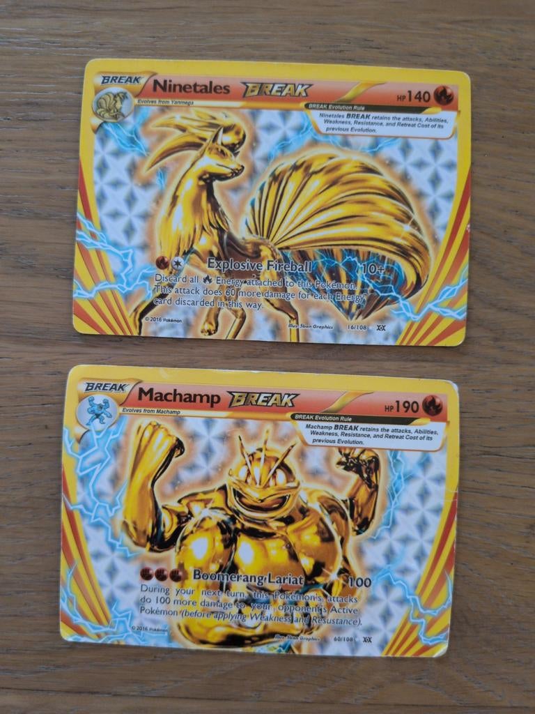 Pokémon BREAK Kaarten: Ninetales & Machamp (Goud), Hobby en Vrije tijd, Verzamelkaartspellen | Pokémon, Ophalen of Verzenden, Gebruikt