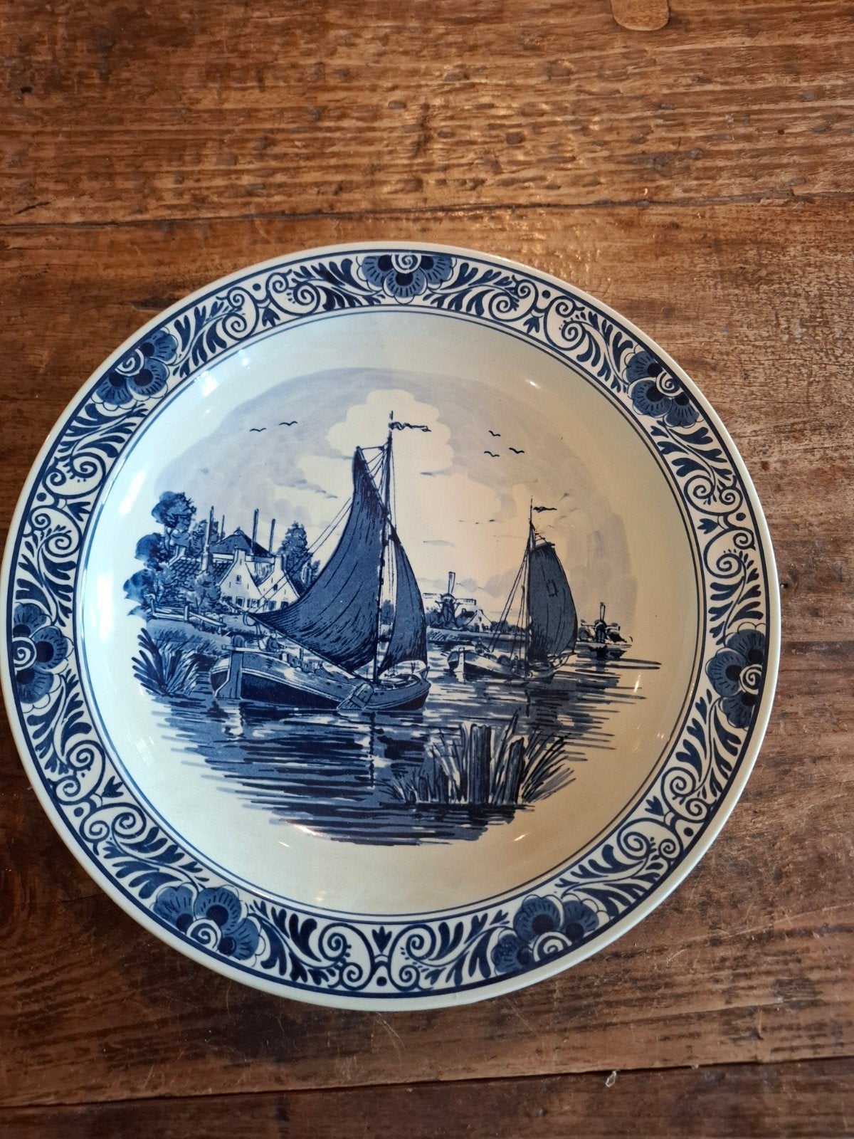 Delfts Blauw Sierbord met Hollands Landschap, Ophalen