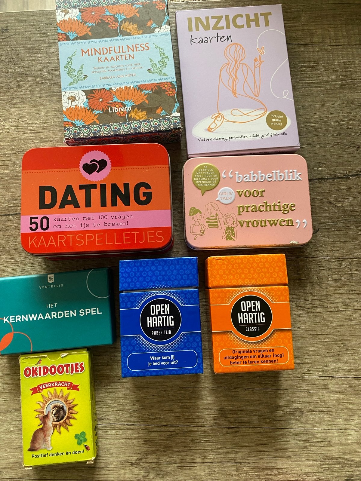 Diverse kaartendecks: Mindfulness, Inzicht, Dating, Babbelbl, Een of twee spelers, Ophalen of Verzenden, Gebruikt