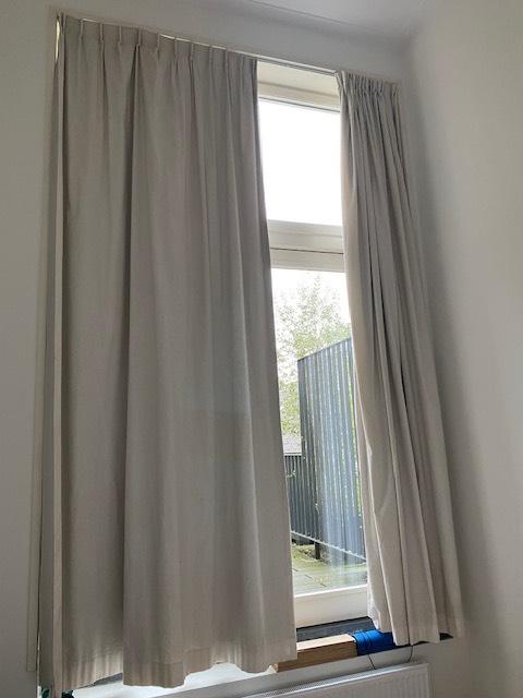 Gordijn verduisterend 220 x 350 cm - linnenlook, Huis en Inrichting, Ophalen, Gebruikt, 200 cm of meer, Rustig - Scandinavisch