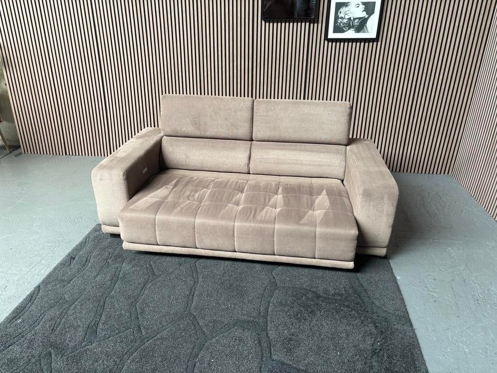 GRATIS LEVERING Elektrische Beige Bank 210x110 GEREINIGD, 100 tot 125 cm, Hoekbank, Driepersoons, Ophalen of Verzenden