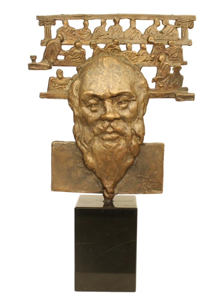 Eric Claus BRONS BEELD GRIEKSE FILOSOOF SOCRATES, Antiek en Kunst, Verzenden, Gepatineerd, Brons, Beeld