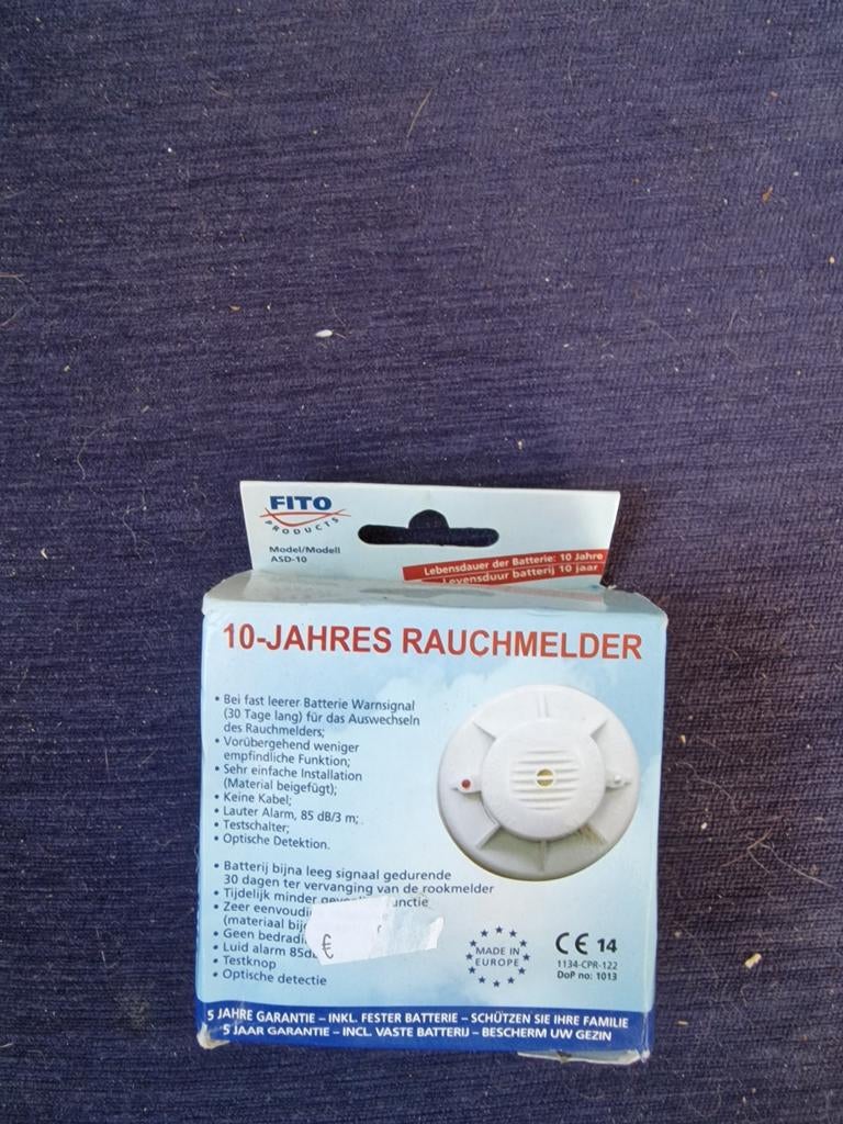 FITO 10-Jaren Rookmelder met Vaste Batterij, Ophalen of Verzenden, Nieuw, Detector, Sensor of Melder, Rook