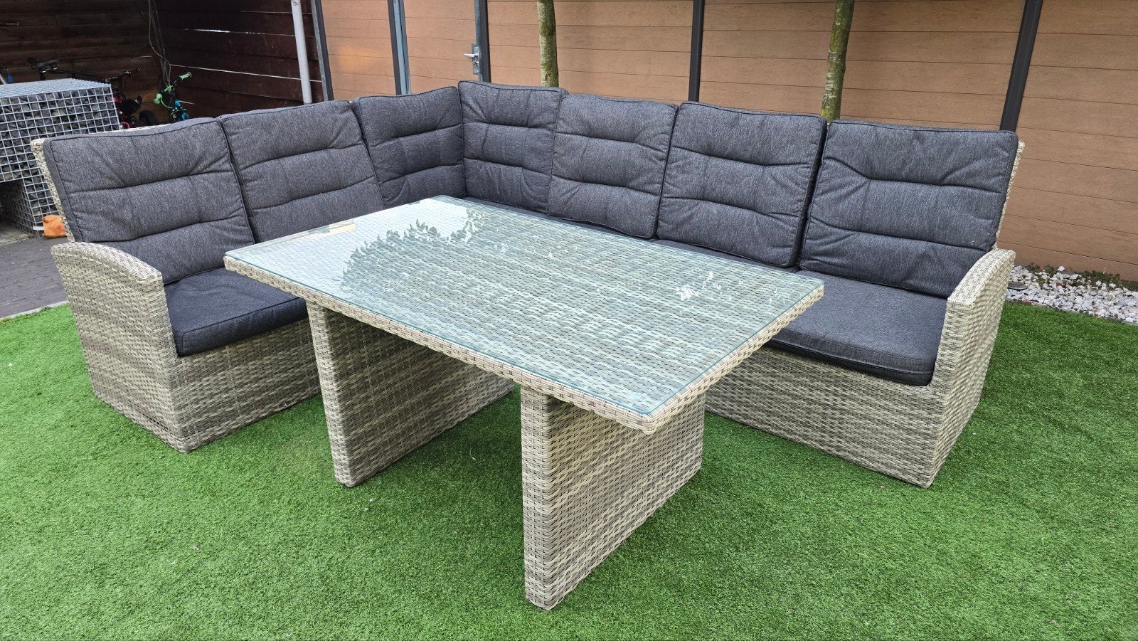 Veranda hoekbank met tafel, Ophalen, Gebruikt, 6 zitplaatsen, Loungeset