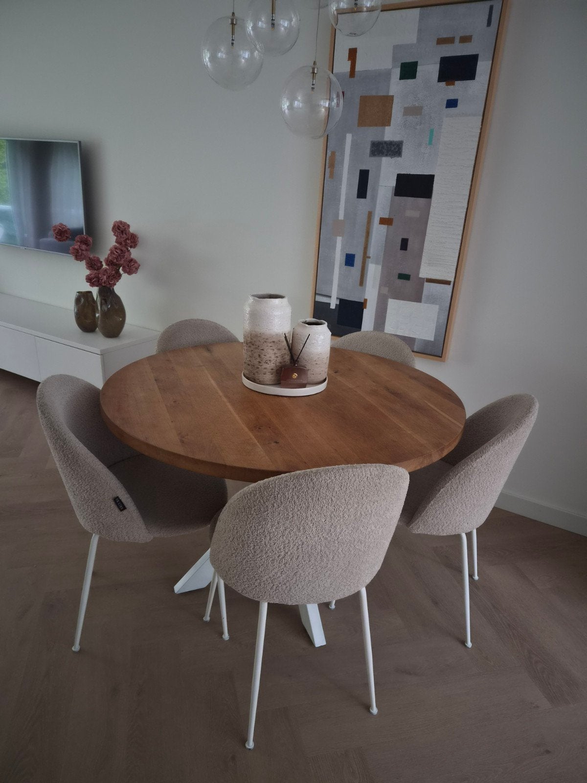 Ronde eettafel 120 cm, Huis en Inrichting, Gebruikt, Rond, Vier personen, Ophalen