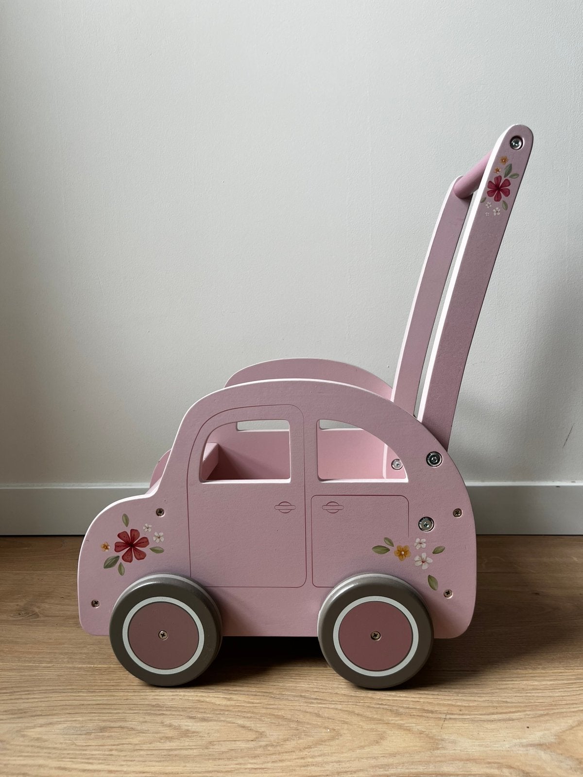 Schattige houten loopwagen Little Dutch - Roze bloemen, Kinderen en Baby's, Speelgoed | Houten speelgoed, Ophalen, Zo goed als nieuw