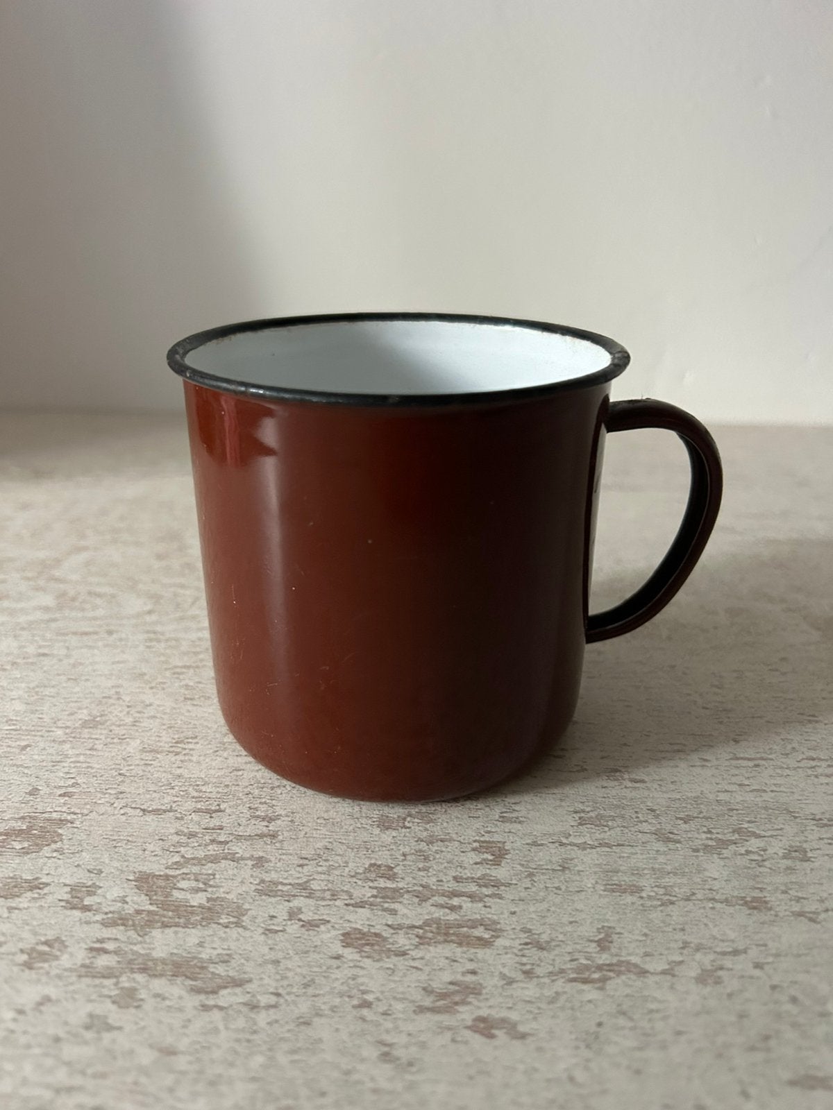 Emaille bruin beker, Ophalen of Verzenden