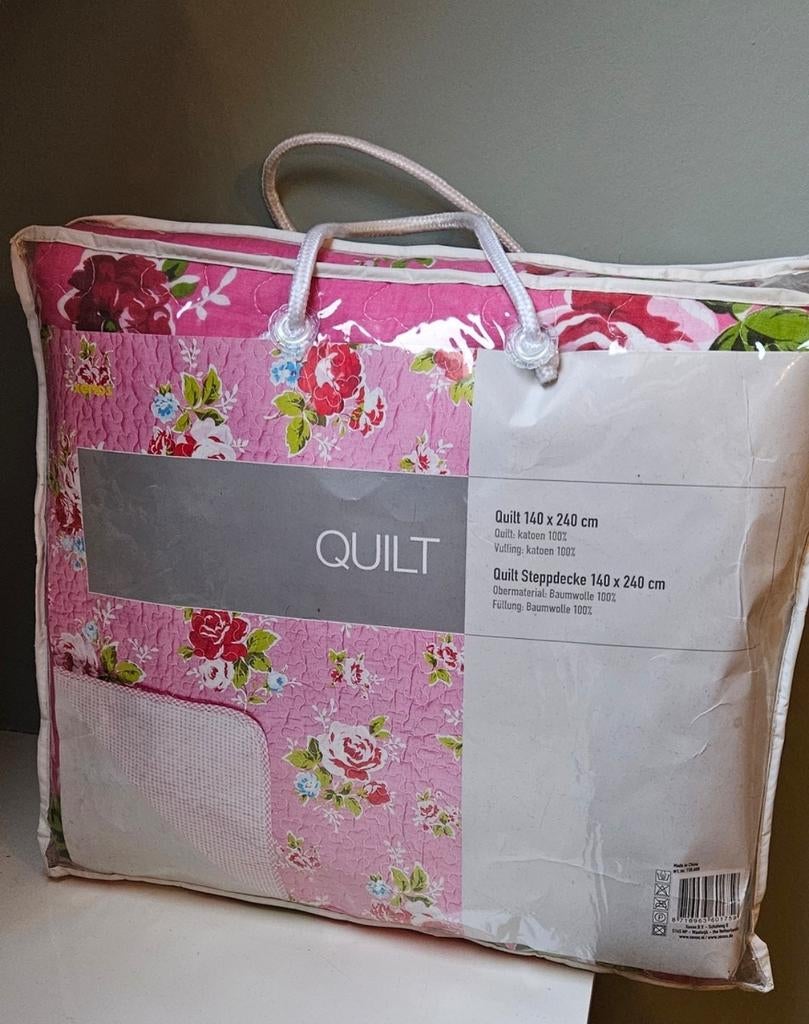 Heel mooi  bloemen quilt /sprei maat 140 x 240 cm, Gebruikt, Eenpersoons, Overige typen, Ophalen of Verzenden