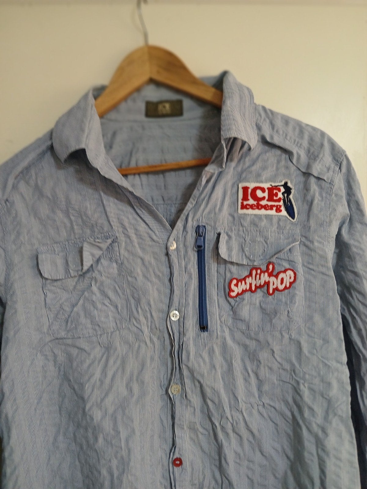 Iceberg blouse maat l, Ophalen of Verzenden, Zo goed als nieuw, Blauw, Halswijdte 41/42 (L)