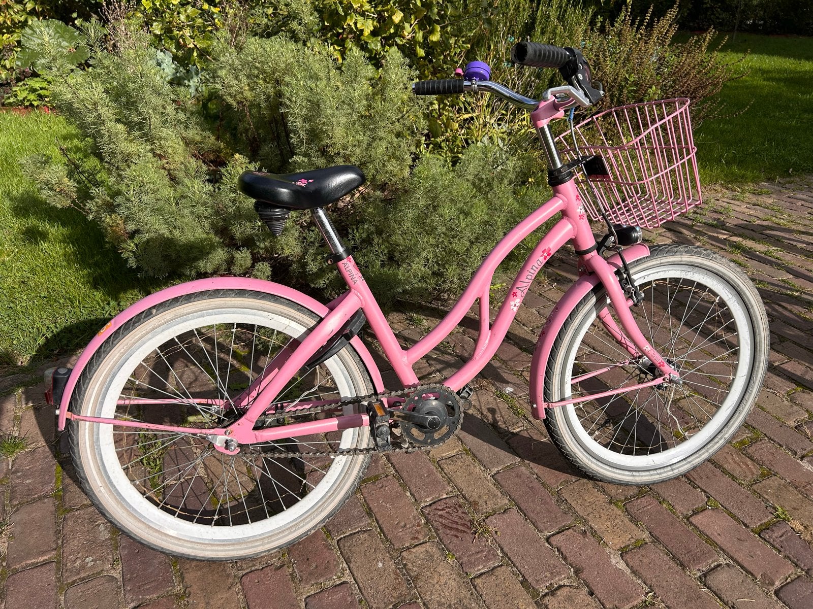 Alpina meisjesfiets 24 inch - Roze met mandje, Fietsen en Brommers, Terugtraprem, 22 inch, Gebruikt, Ophalen of Verzenden