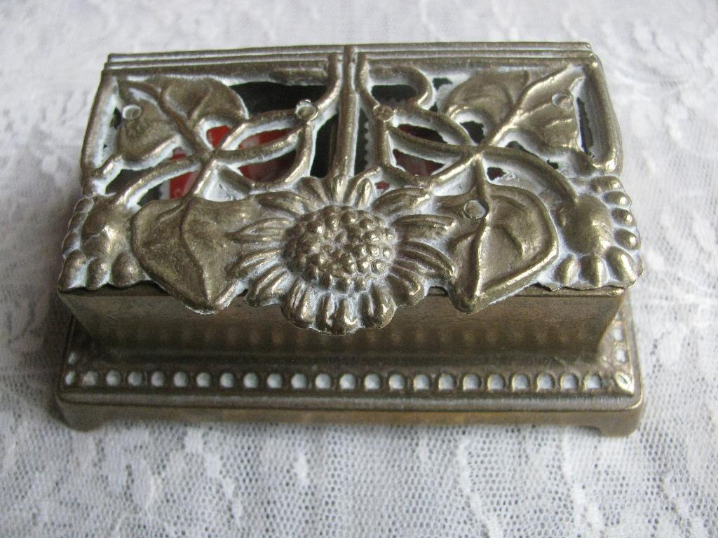 Postzegel Doosje van Koper in Art Nouveau Stijl - 9 x 6 cm, Verzenden, Koper