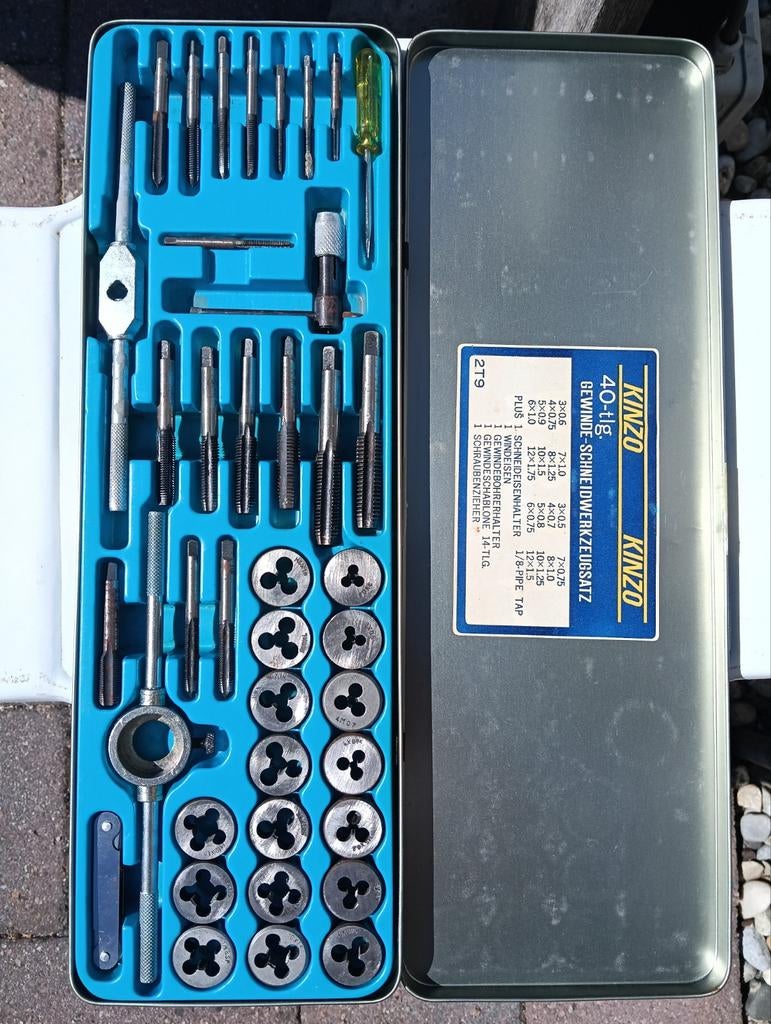 KINZO 40-delige Draadsnijset - Gewindeschneidwerkzeugsatz, Doe-het-zelf en Verbouw, Gereedschap | Handgereedschap, Ophalen, Gebruikt