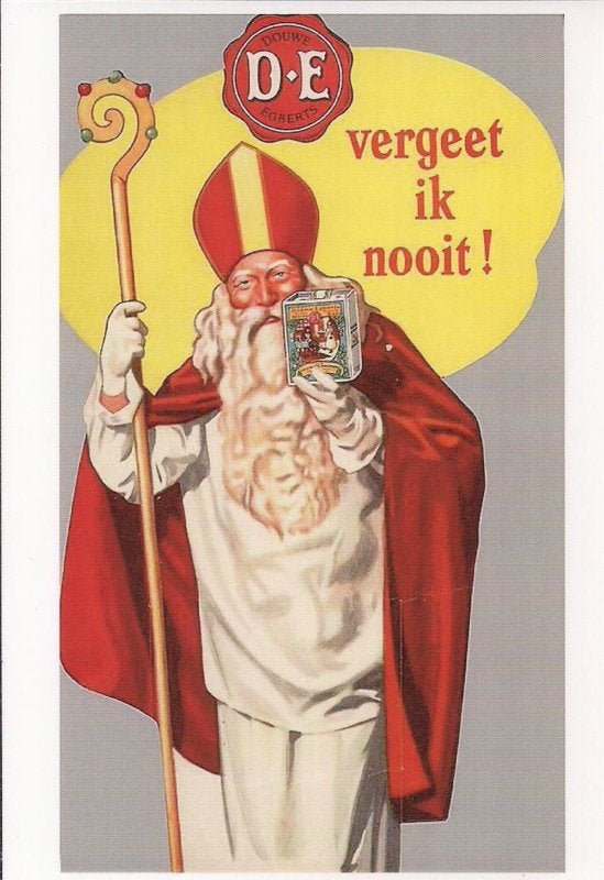 Douwe Egberts en Sinterklaas prentbriefkaart [1C1778], Ophalen of Verzenden, 1980 tot heden, Ongelopen, Feest(dag)