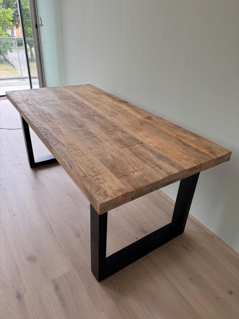 Mango houten eettafel, Ophalen, 50 tot 100 cm, Zo goed als nieuw, 150 tot 200 cm