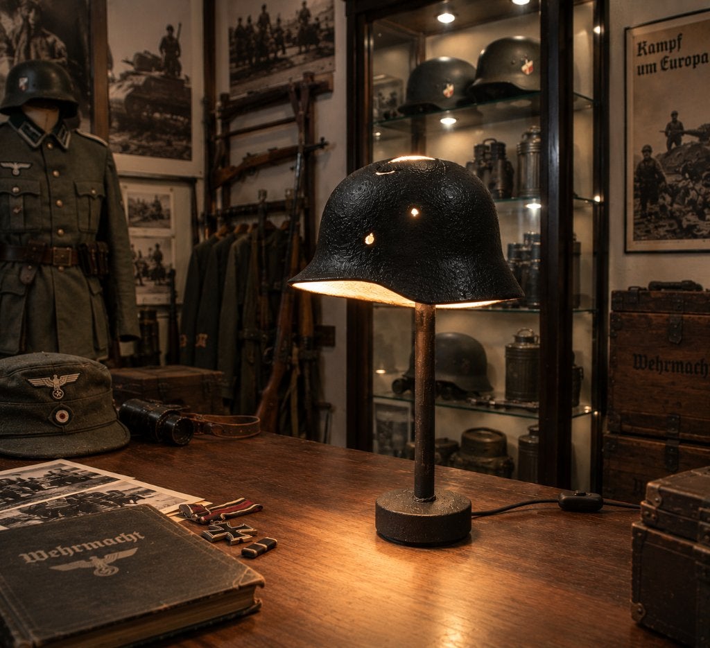 Unieke Stahlhelm lamp - Bodemvondst Berlijn, Ophalen of Verzenden, Landmacht, Nederland, Helm of Baret