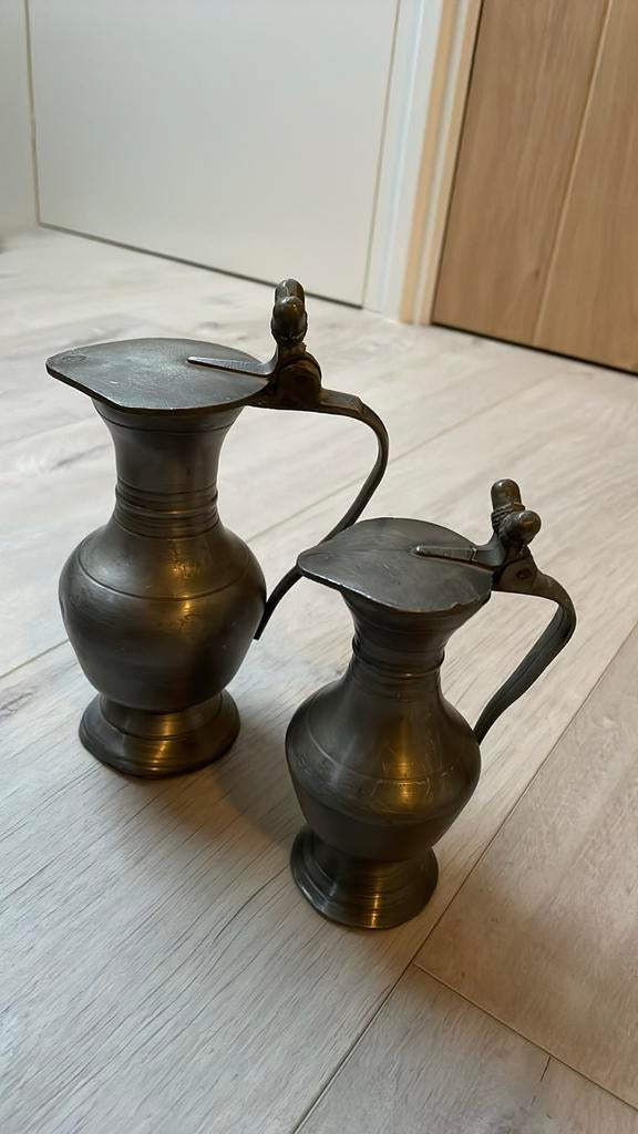 Ouderwetse koffiemolen, tinnen en koperkleurige spulletjes, Antiek en Kunst, Ophalen of Verzenden