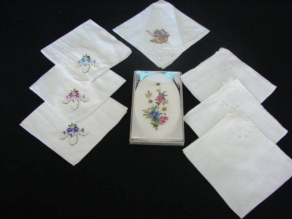 Vintage zakdoekjes, 8 stuks, nieuw en zgan., Ophalen of Verzenden