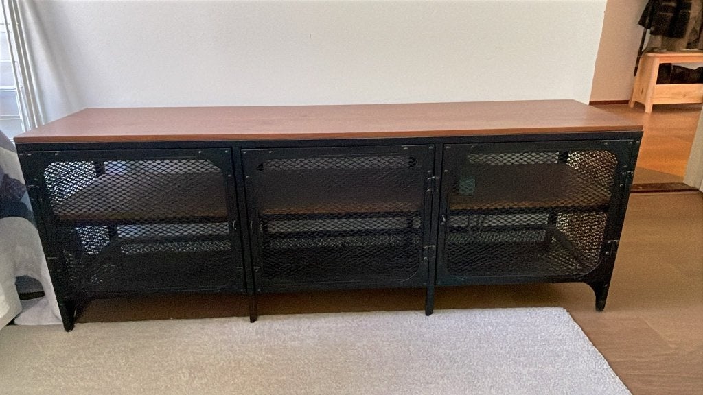Ikea TV-meubel Fjallbo zwart, Ophalen, 150 tot 200 cm, Zo goed als nieuw, Minder dan 100 cm