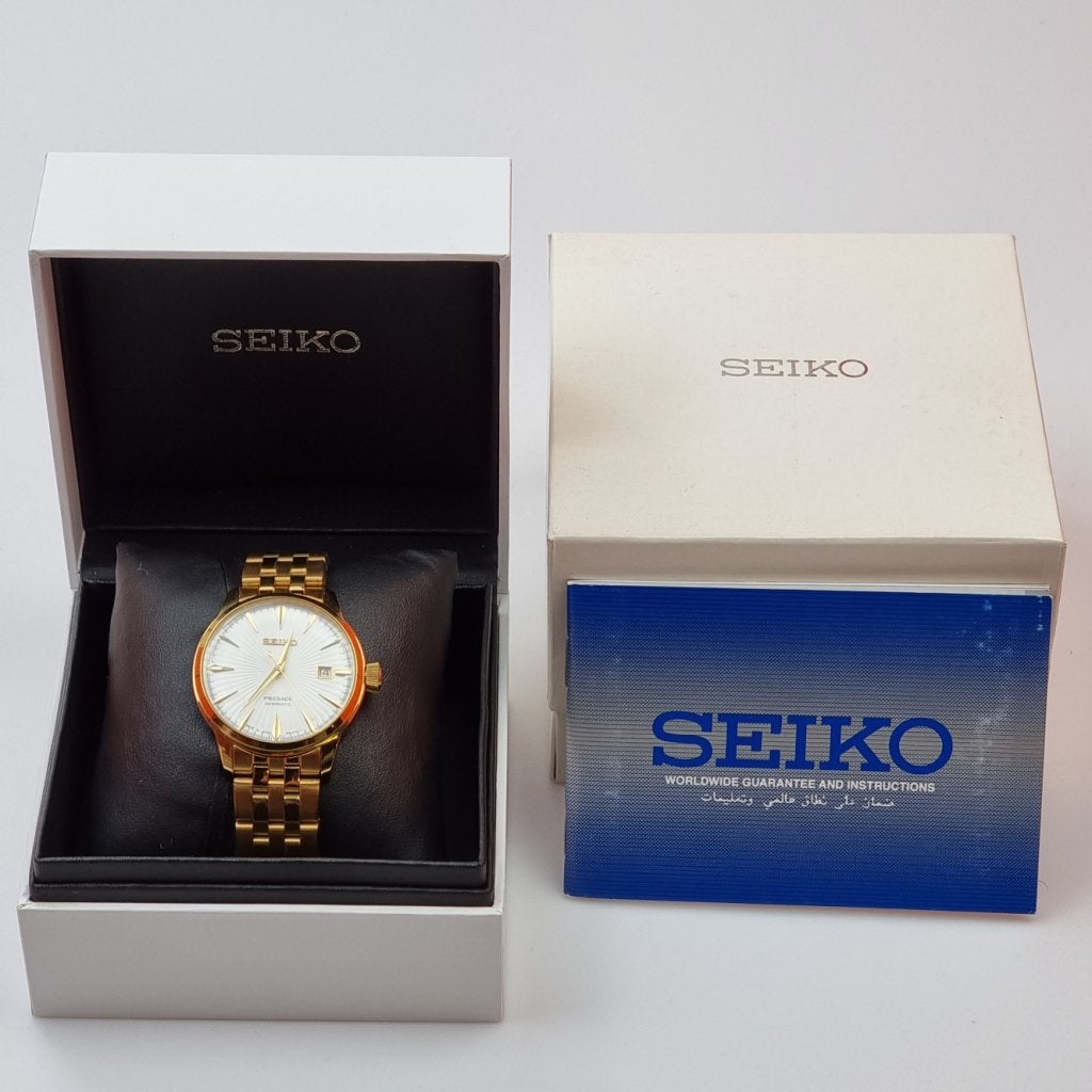 Seiko Presage 4R35-01T0 Horloge Goud | Nieuw in doos, Seiko, Nieuw, Support@seiko.com, 5-11, Akasaka 2-chome
Minato-ku, Tokyo 107-0052
Japan