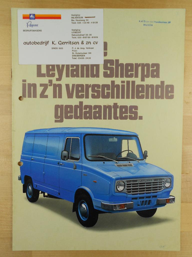 Leyland Sherpa Brochure ca 1977, Ophalen of Verzenden, Zo goed als nieuw, Overige merken, Leyland