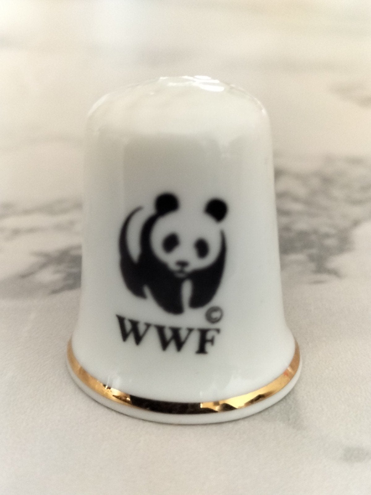 WWF Panda vingerhoedje met gouden rand, Ophalen of Verzenden, Zo goed als nieuw
